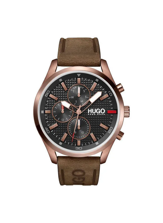 HUGO BOSS Men's Chronograph Leather Wrist Watch HB153.0162