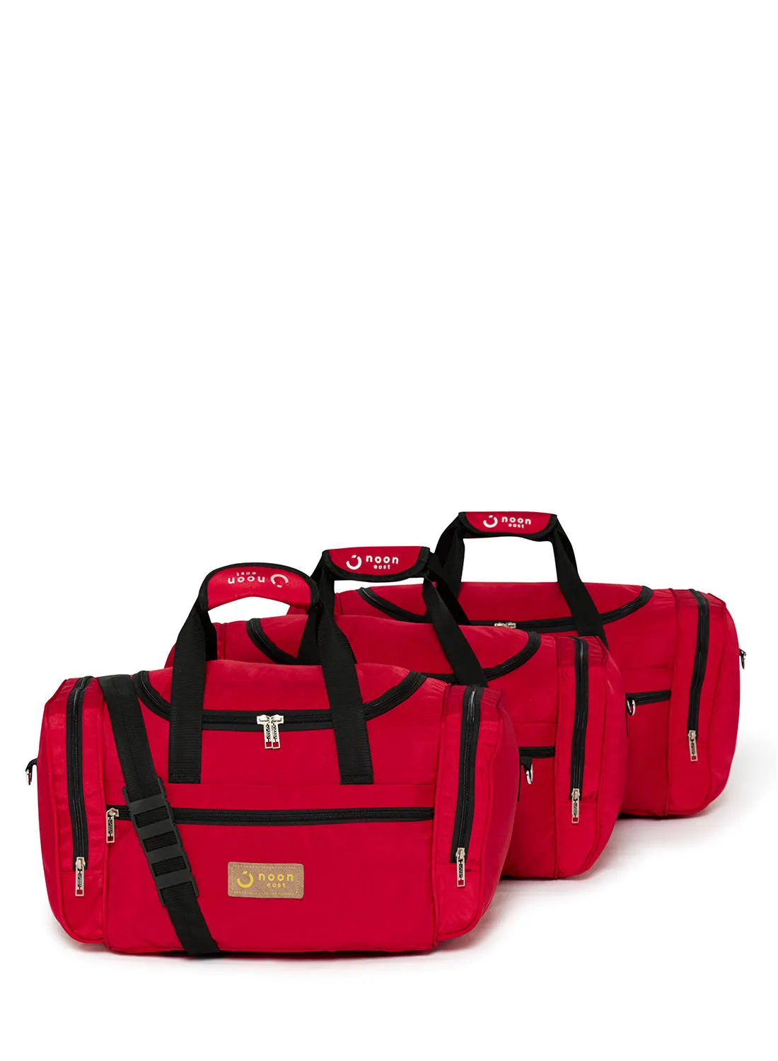 Noon East 3-Piece Lightweight Waterproof Polyester Multipurpose Luggage Duffle Bag/Gym Bag Set 20/22/24 Inch Red