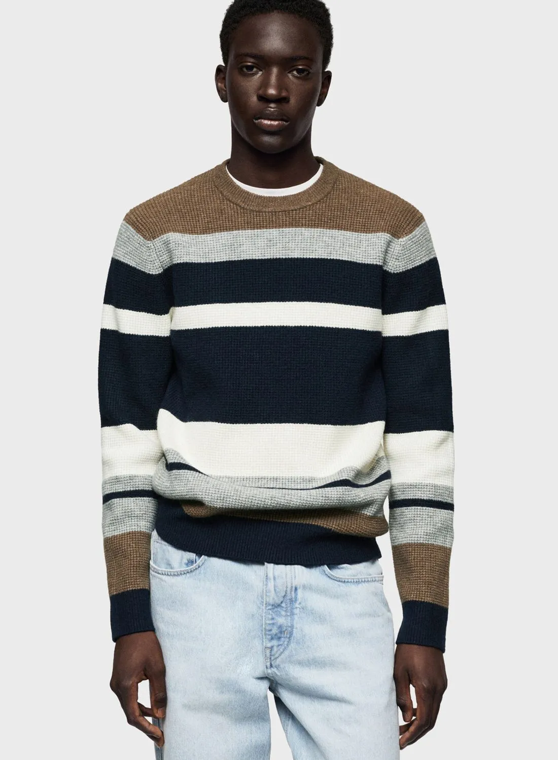 Mango Man Striped Knitted Sweater