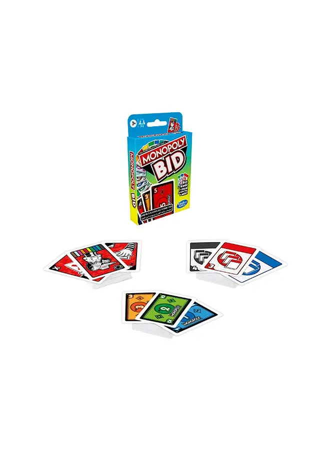 Monopoly Bid Game, Quick-Playing Card Game For 4 Players, Game For Families And Kids Ages 7 And Up 1 Players 1 Players