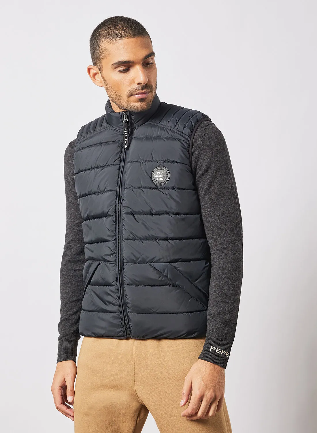 Pepe Jeans LONDON Heinrich Quilted Vest Grey