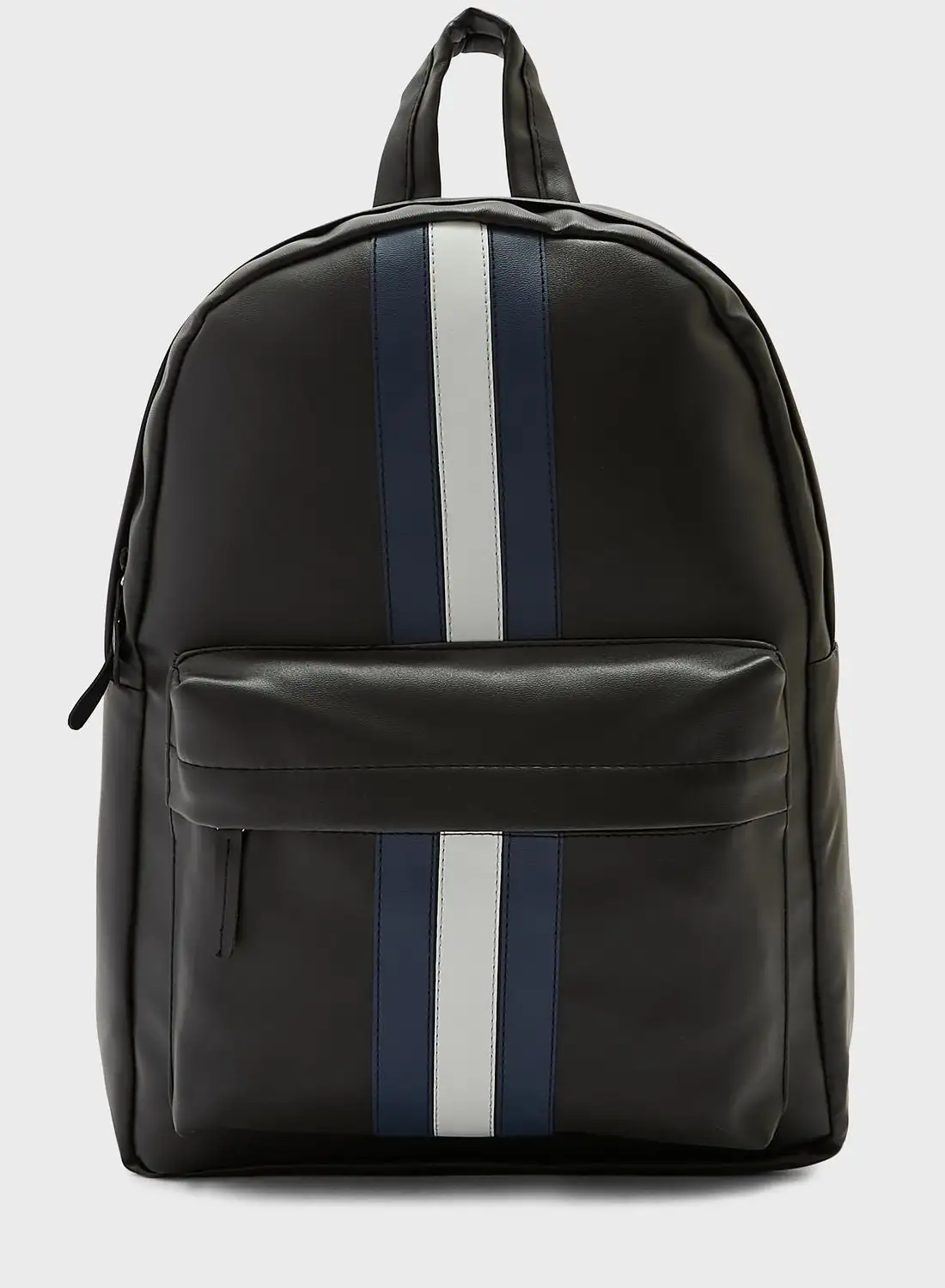 Robert Wood Striped Faux Leather Backpack With Laptop Sleeve