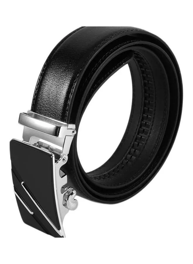 Generic Automatic Buckle Leather Belt Black/Silver