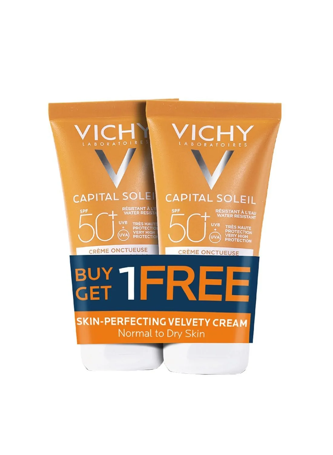 Vichy Capital Soleil Velvety SPF50 اشترِ 1 واحصل على 1 مجانًا من واقي الشمس للبشرة العادية إلى المختلطة