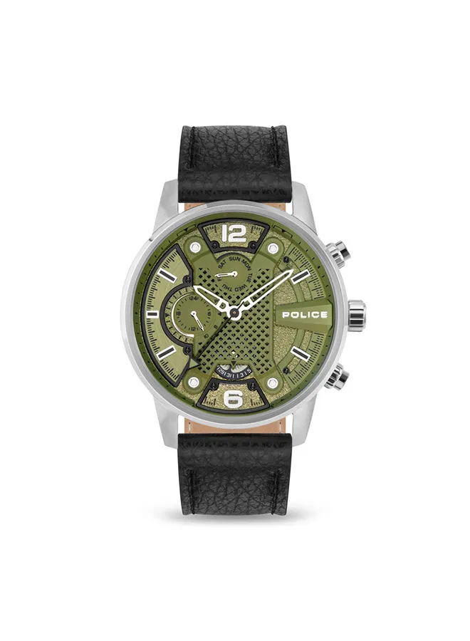 POLICE Men's Lanshu Chronograph Leather Wrist Watch PEWJF2203305 - 48mm - Black