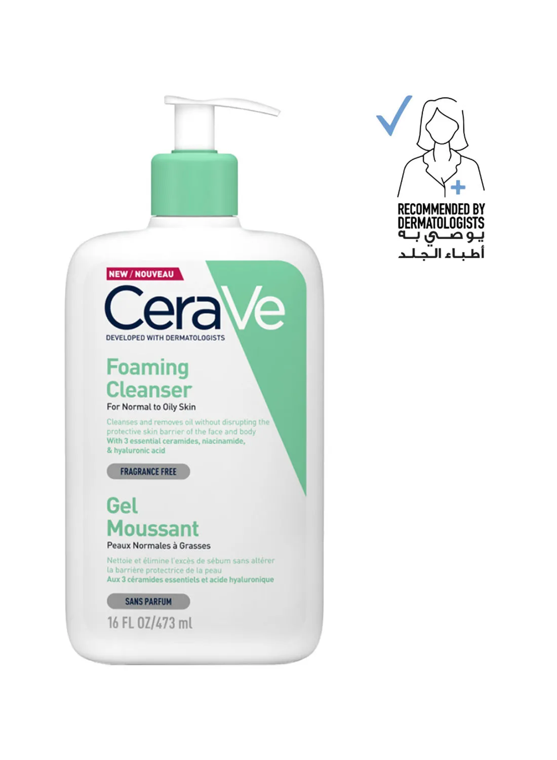 CeraVe Foaming Cleanser For Normal To Oily Skin With Hyaluronic Acid 473ml
