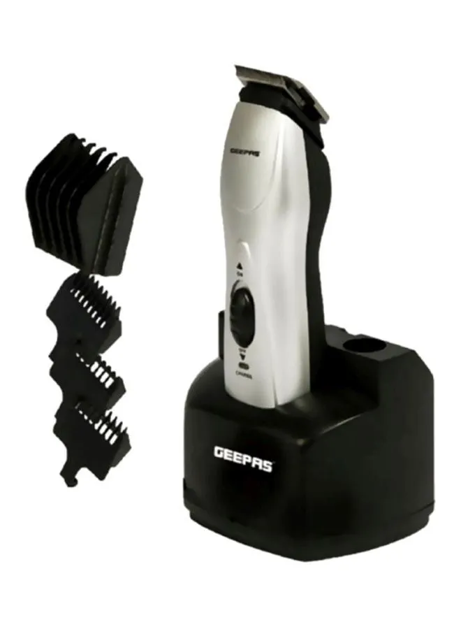 ماكينة حلاقة الشعر GEEPAS القابلة لإعادة الشحن أسود فضي