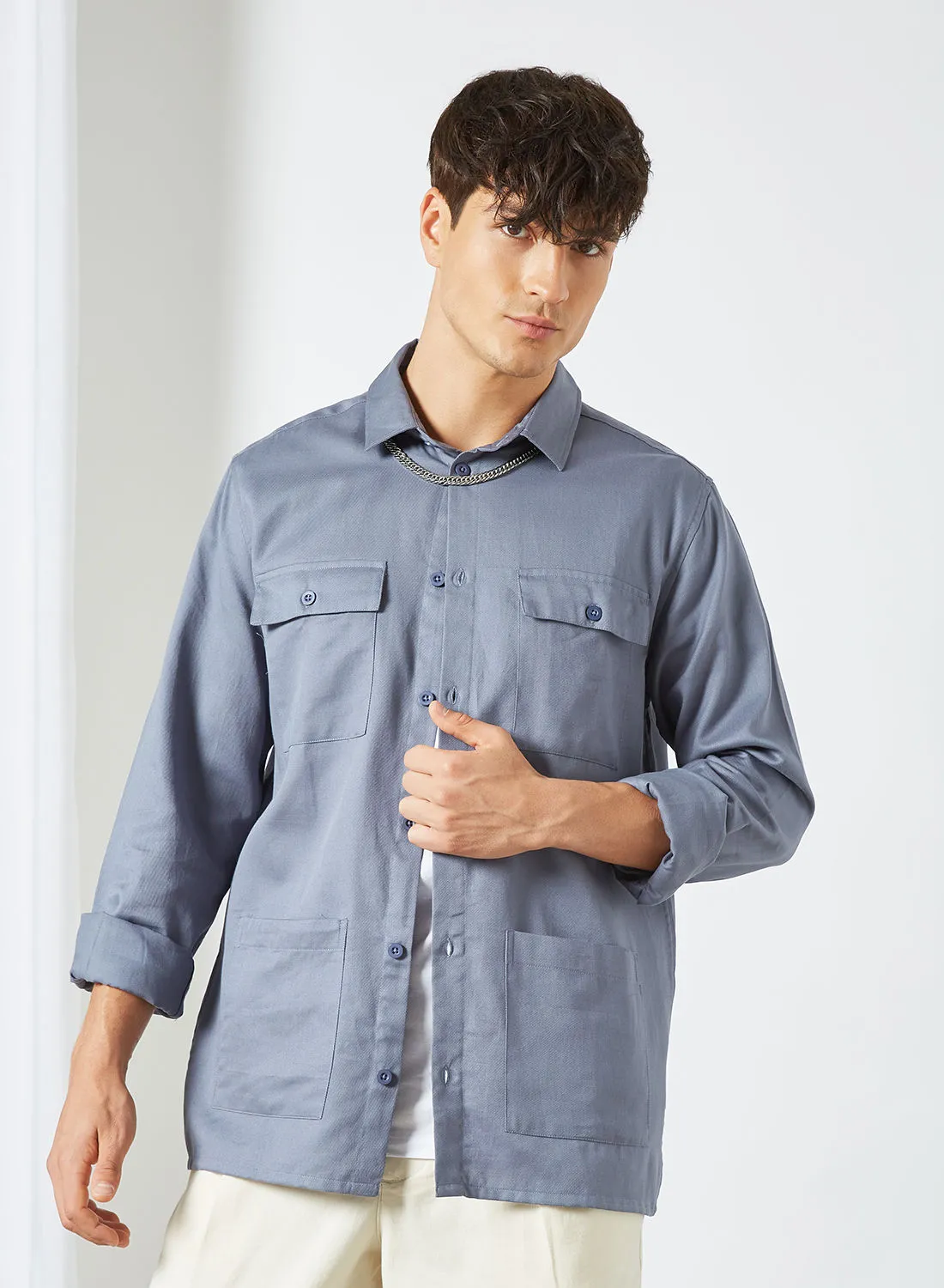 STATE 8 Utility Pocket Shirt أزرق