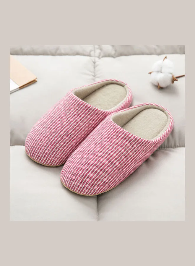 Joychic Striped Slip-On Bedroom Slippers Pink