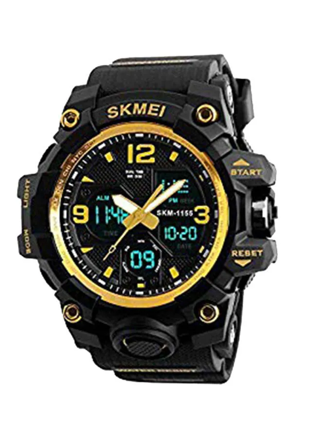 ساعة SKMEI للرجال بعقارب ورقمية من السيليكون 1155-55 ملم - أسود