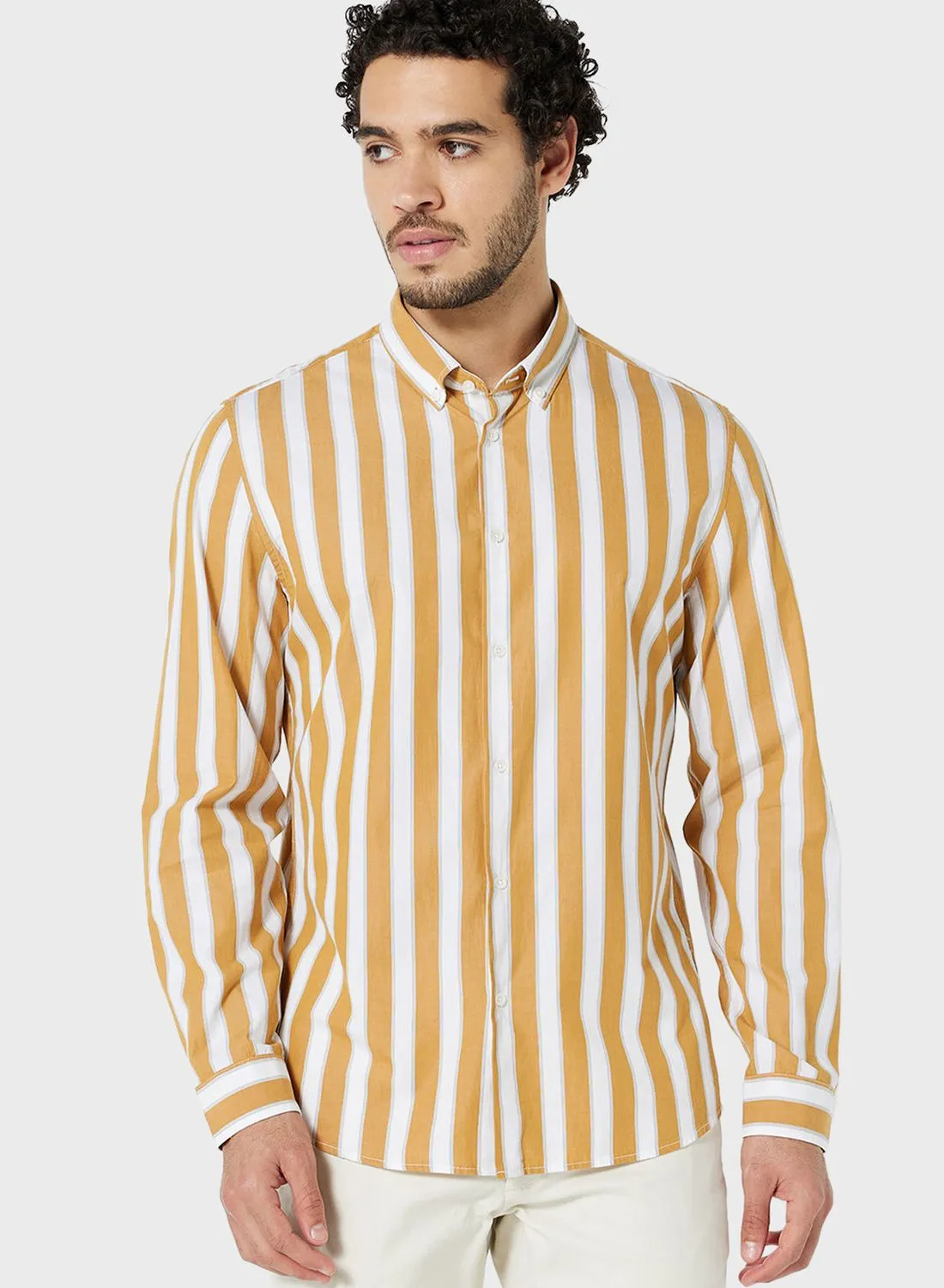 Mango Man Striped Regular Fit Shirt