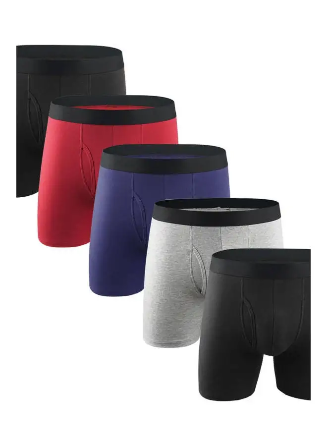 Generic 5Pcs Cotton Men Shorts Elastic Solid Colour Underwear Multicolour