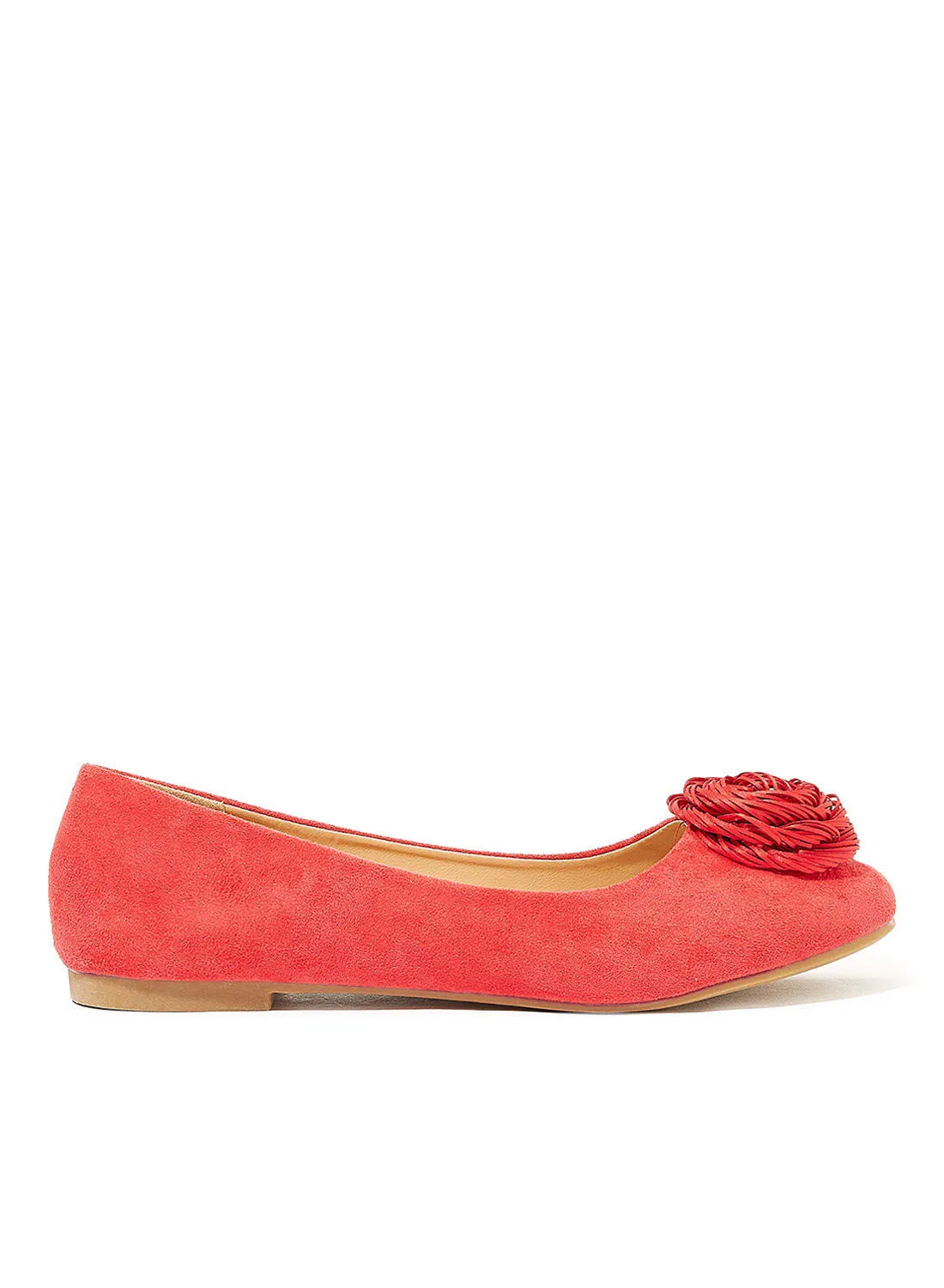 حذاء باليرينا من جوف مزين بالزهور أحمر