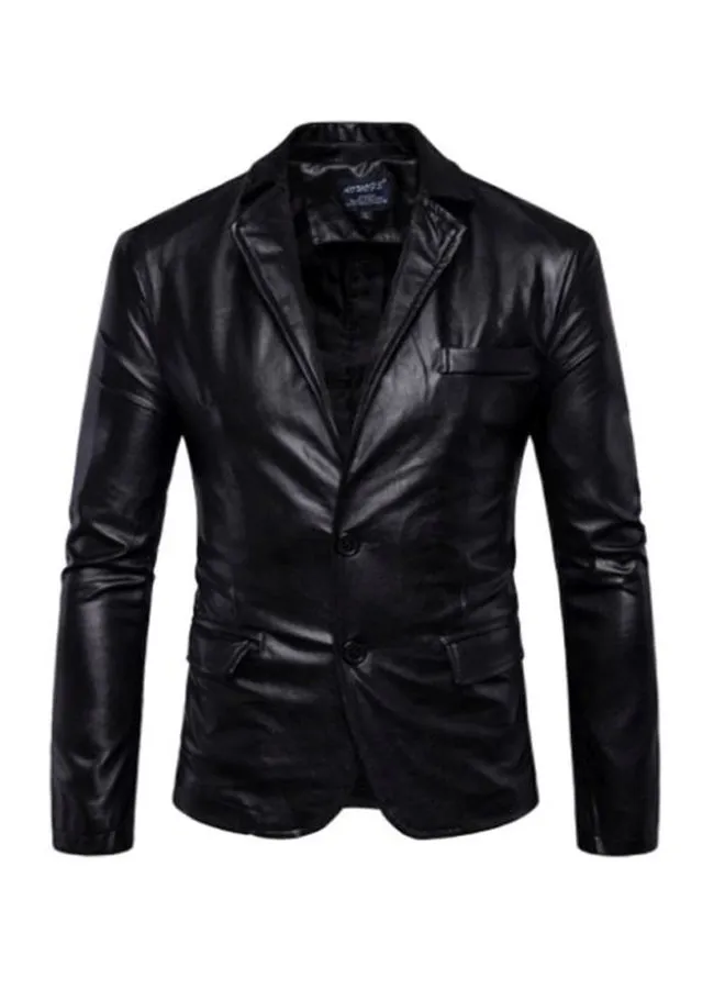 Lucky Button Detailed Blazer Jacket Black