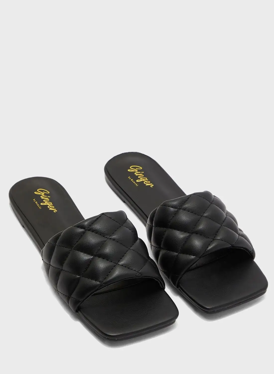 Ginger Flat Quilted Slide Sandals