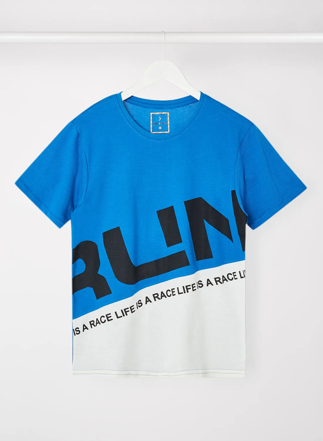 ANIQ Printed Round Neck T-Shirt Royal Blue/White/Black