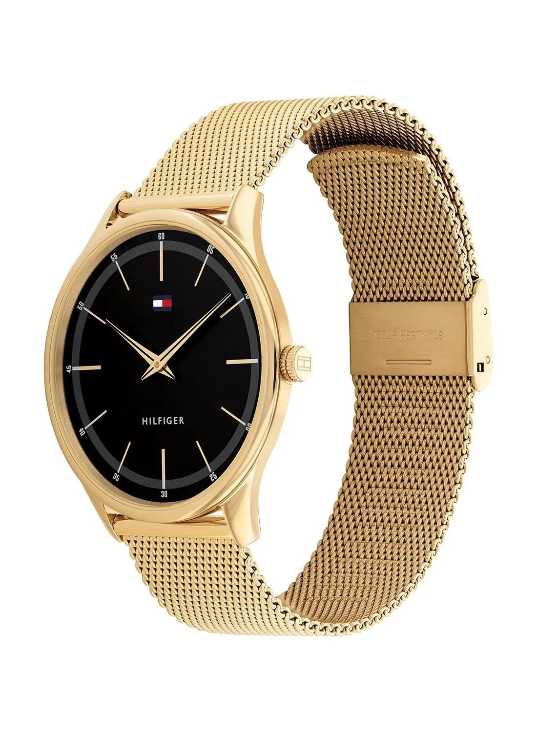 TOMMY HILFIGER TOMMY HILFIGER ADRIAN MEN's BLACK DIAL, IONIC THIN GOLD PLATED 2 STEEL WATCH - 1710469