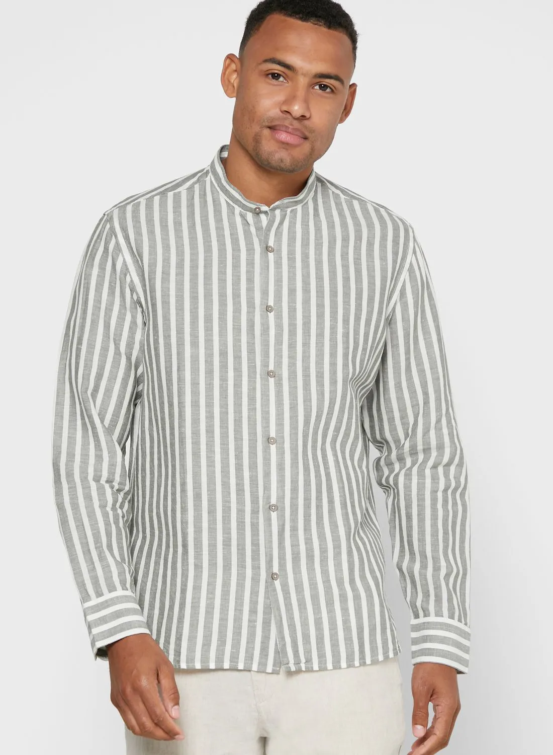 Mango Man Striped Regular Fit Shirt