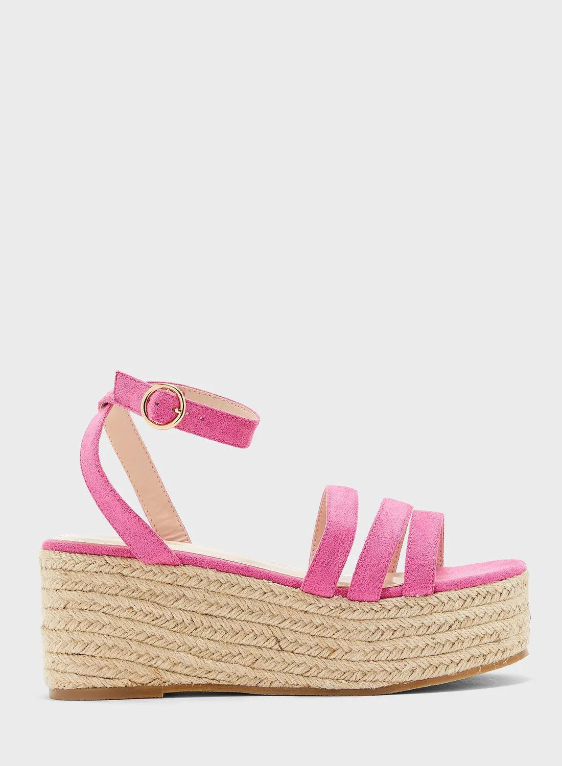 Ginger Triple Strap Faux Suede Wedge Sandal