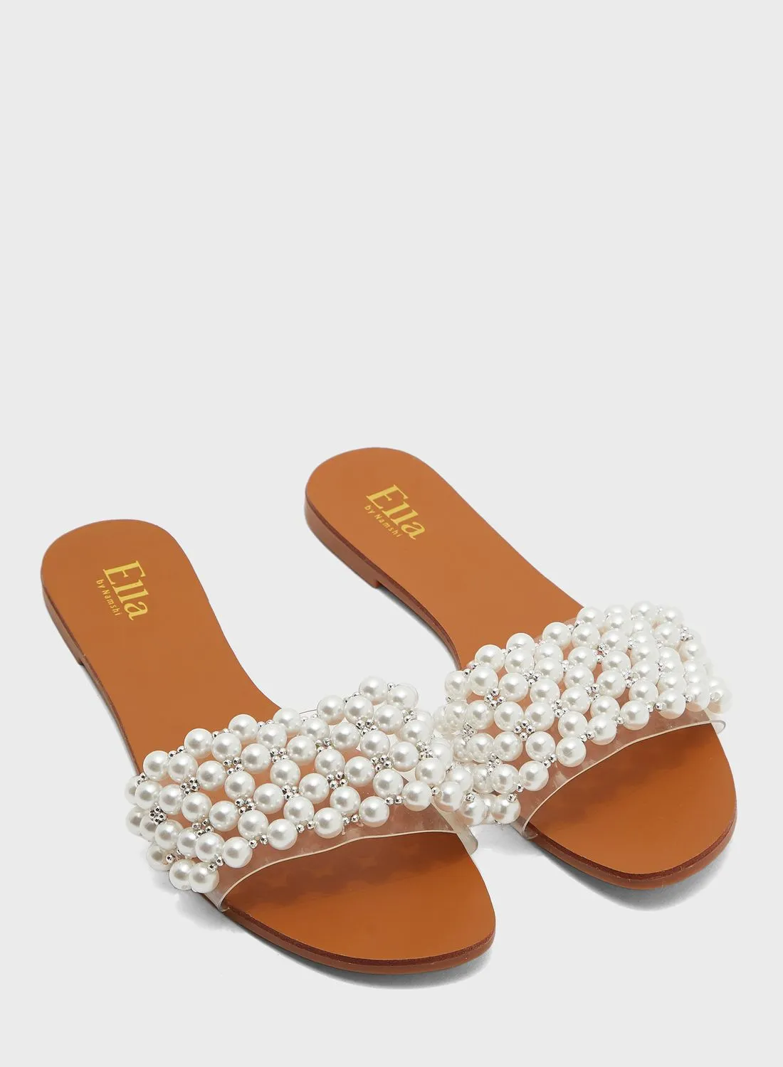 ELLA Pearl Embellished Flat Sandal