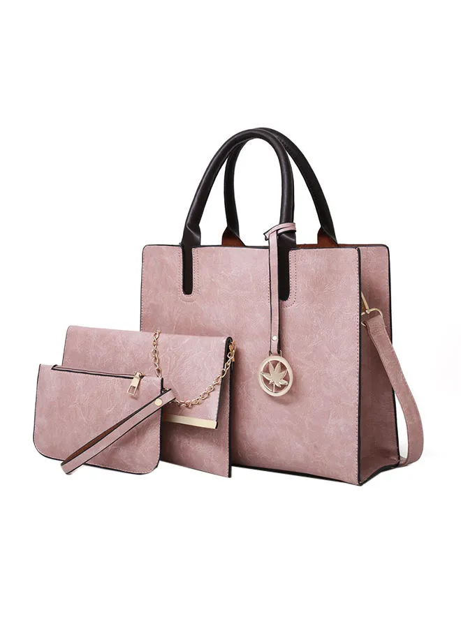 Generic 3-Piece Chic Vintage Handbag Pink/Black/Gold