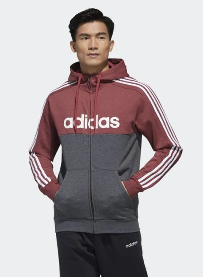 Adidas Essentials Colorblock Hooded Jacket Red/Grey/White