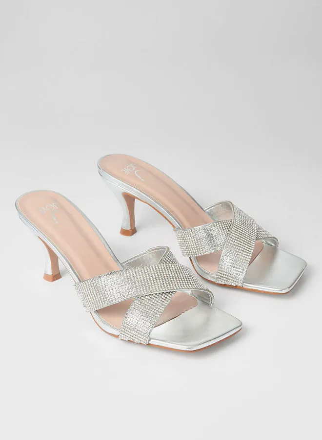 Jove Fashionable Casual Heeled Sandals Silver