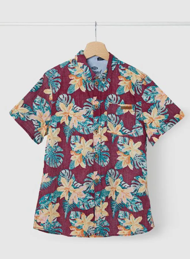 Earthbound Printed Short Sleeves Shirt Rhododendron