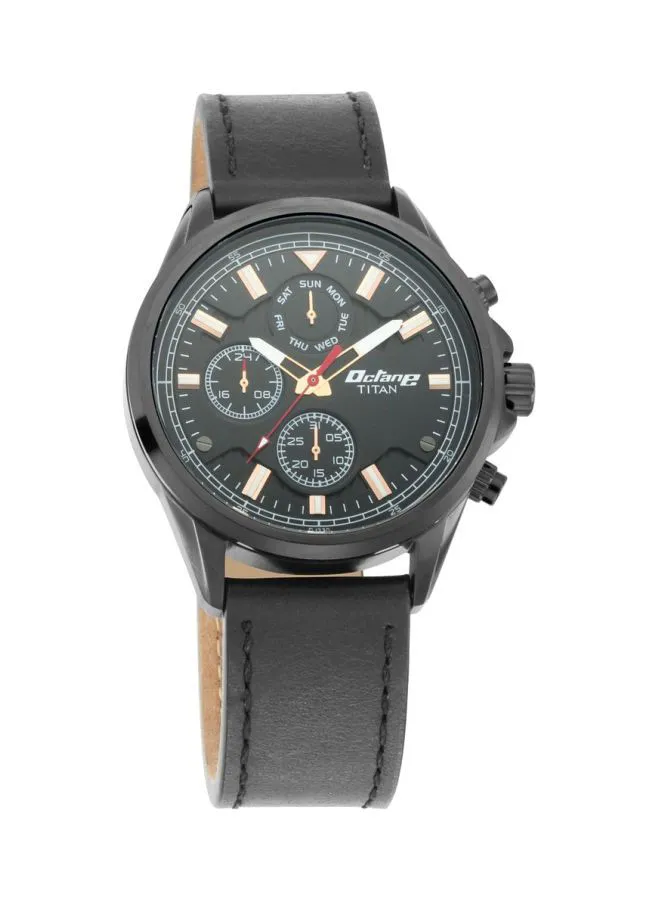 TITAN Men's Leather Round Chronograph Wrist Watch 90107NL01