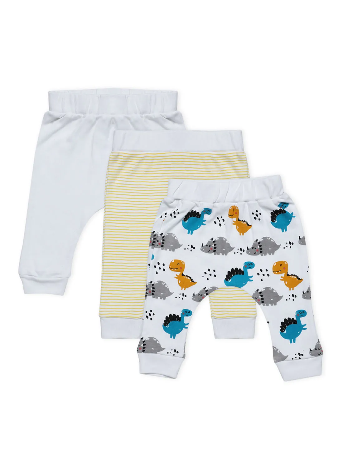 Bebi Baby Boys 3-Piece Cotton Diaper Pants Set White/Yellow/Blue