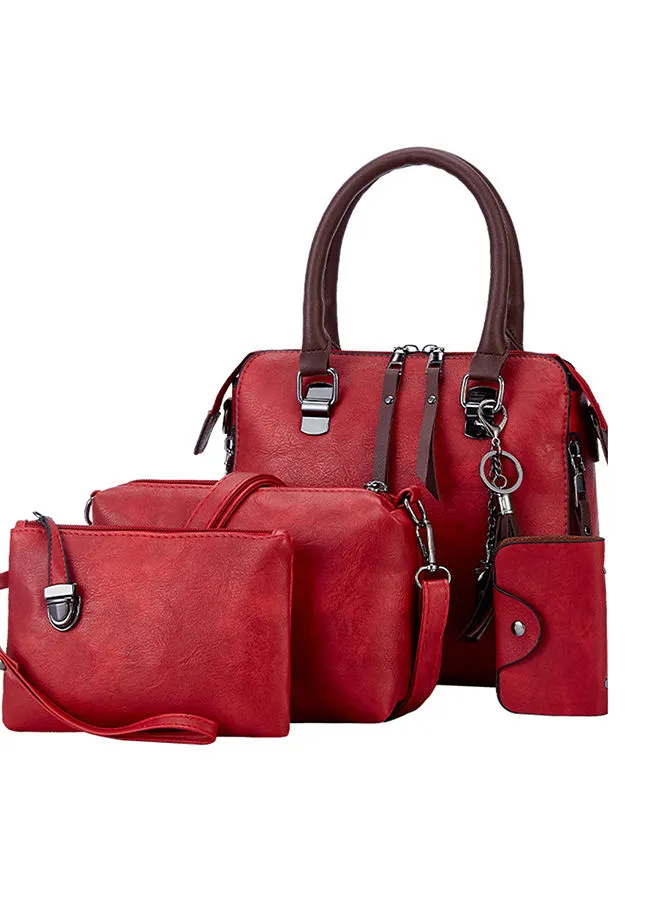 Generic 4-Piece Double Zipper Bags Red