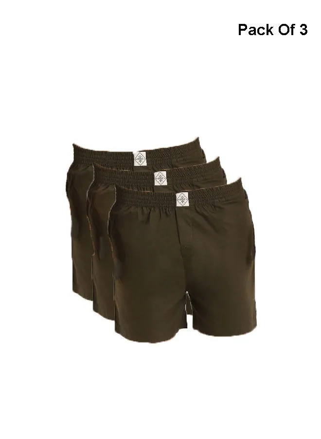 ABOF Pack of 3 Comfortable Boxer Casual  Shorts Olive