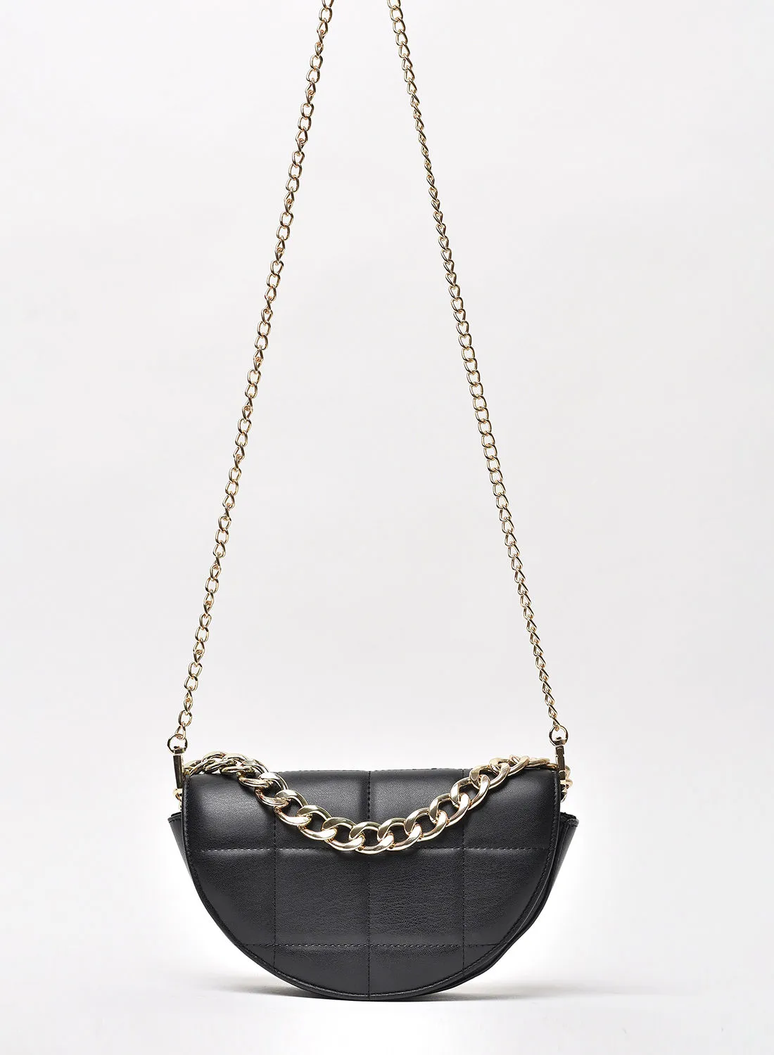 Jove Quilted Pattern Chain Strap Stylish Crossbody Bag Black