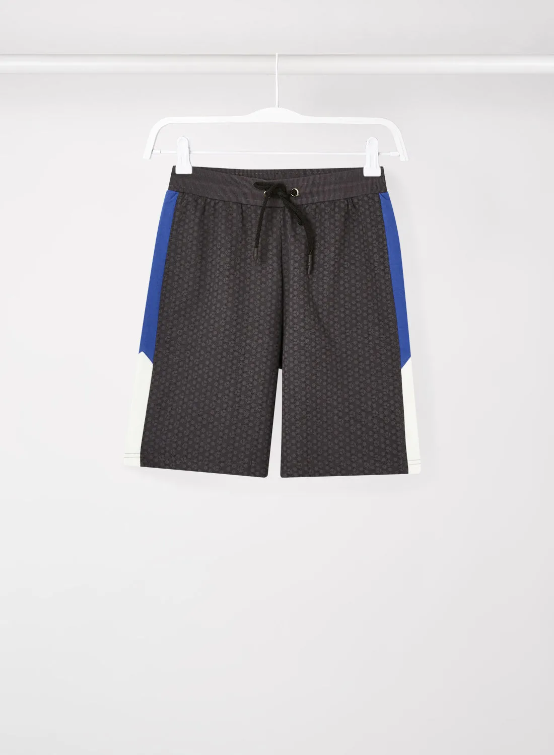ABOF All Over Printed Elastic Waistband Drawstring Shorts Grey/Blue/White
