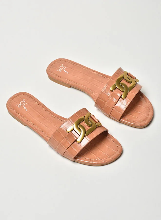Jove Broad Strap Flat Sandals Tan