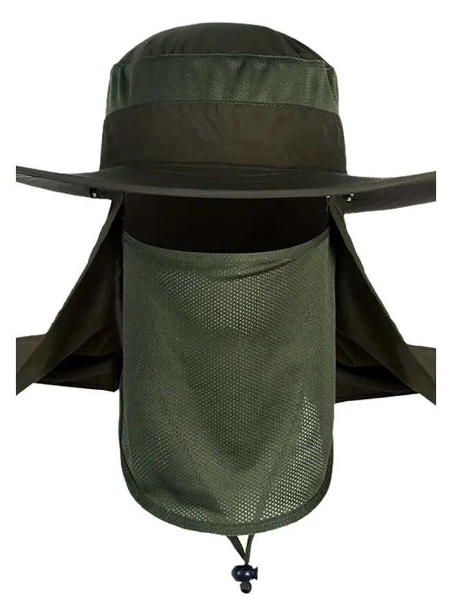 Sharpdo Sun Protection Fishing Neck Face Flap Hat With Wide Brim Green