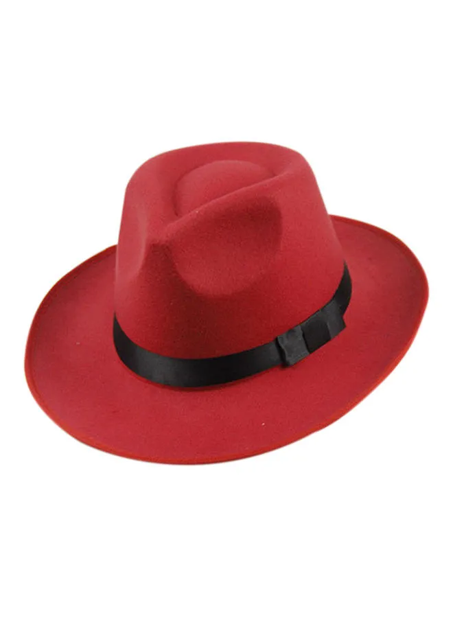 Bluelans Wide Brim Fedora Panama Hat Red/Black