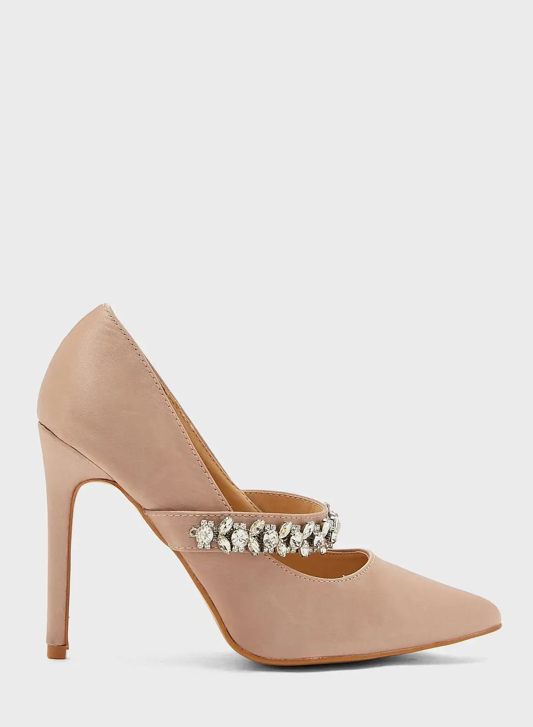 Ella Limited Edition Pointed Satin Stiletto With Embellished Strap