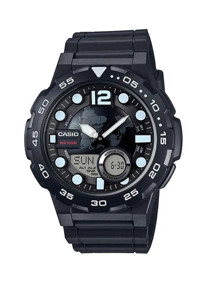 CASIO Men's Water Resistant Analog & Digital Watch AEQ-100W-1AVDF - 53 mm - Black