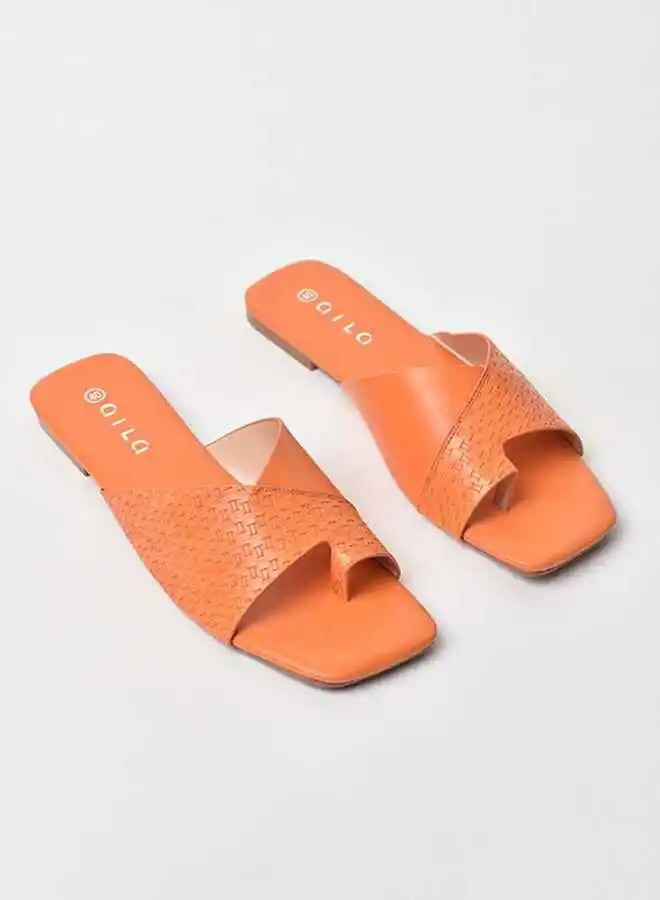 Aila Cross-Over Broad Strap Flat Sandals Tan