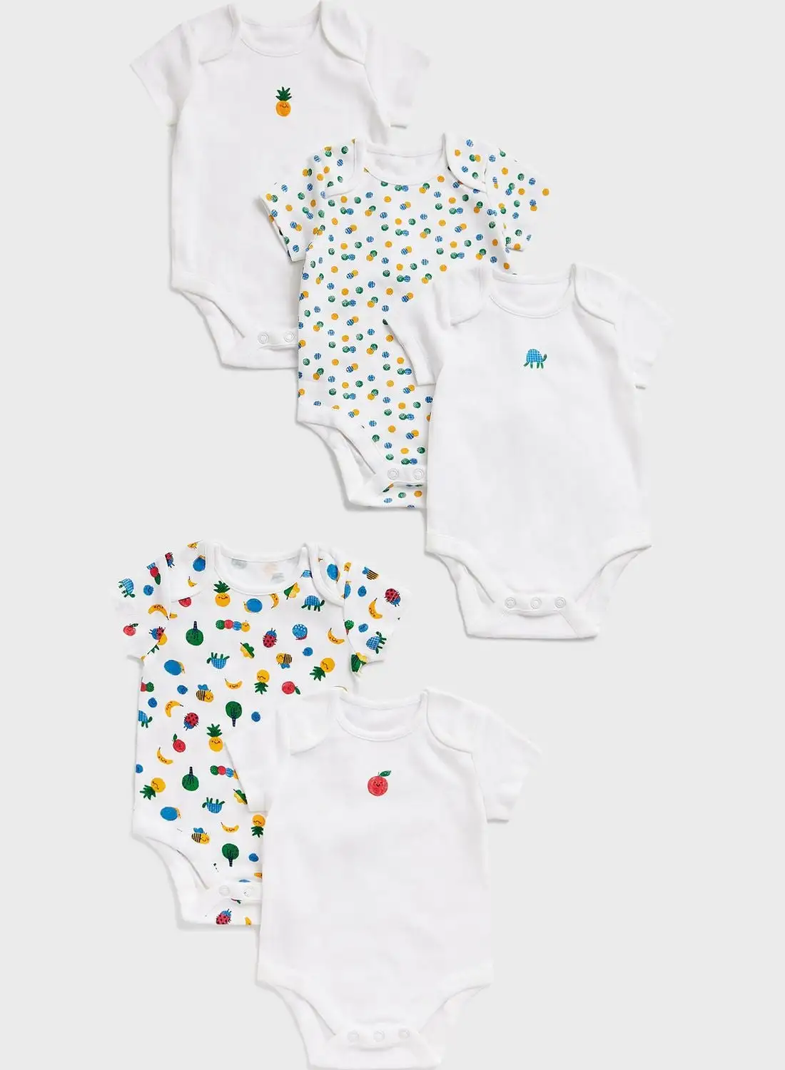 mothercare Kids 5 Pack Fruits Print Bodysuits