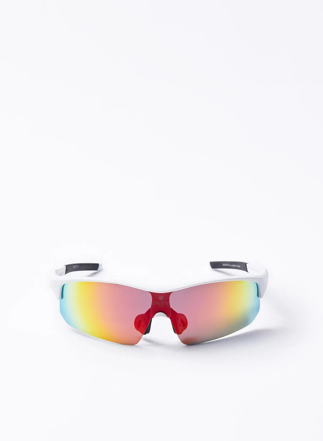 نظارة شمسية Athletiq للدراجات البخارية - Athletiq Club Oryx - إطار أبيض مع عدسة مرآة متعددة الطبقات باللون الأحمر
