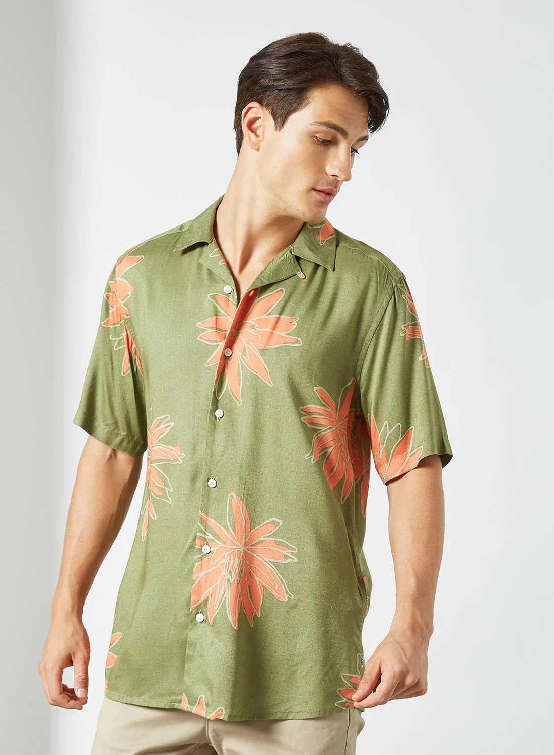 ONLY & SONS Floral Print Shirt أخضر