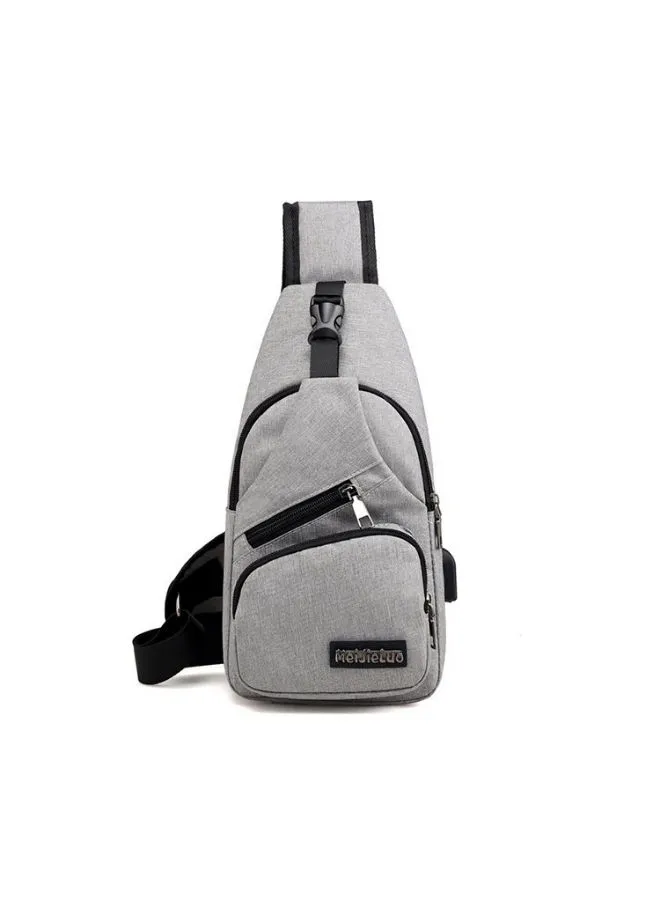 JOLLY Solid Chest Waistpack Belt Shoulder Bag With USB Charger Grey