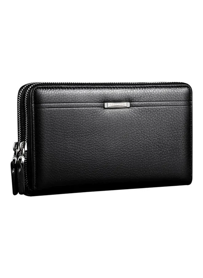 OUTAD Leather Zippered Wallet Black