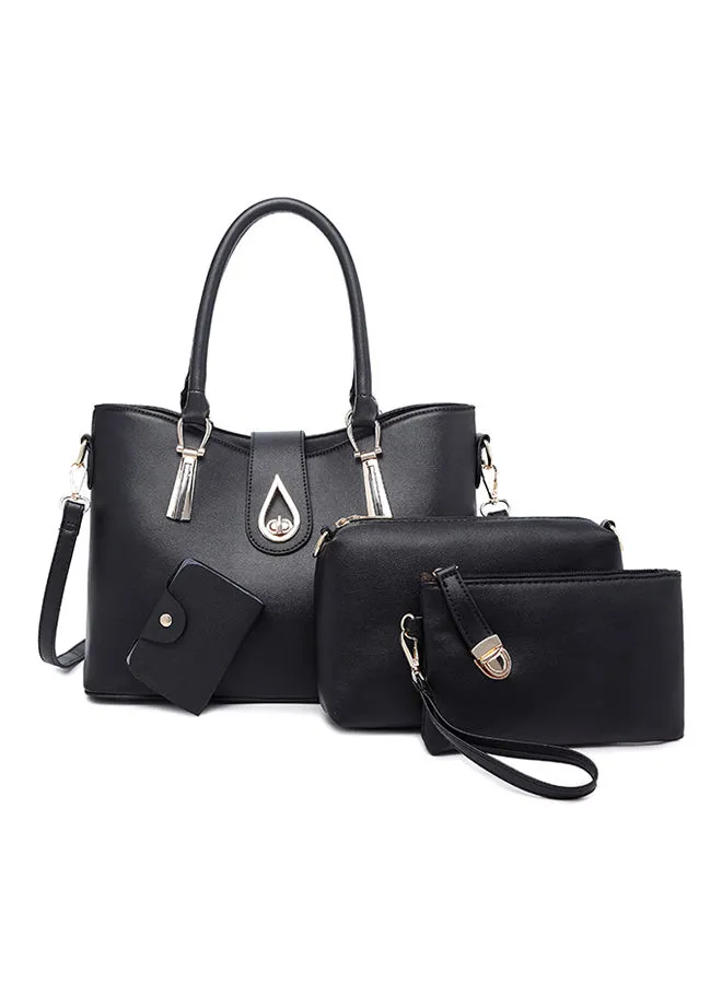 Sharpdo Set Of 4 Solid Bag For Ladies 2078 Black