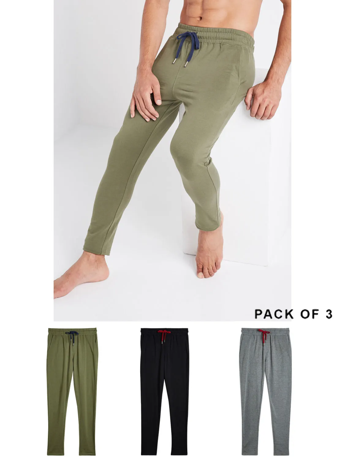 Blue Saint 3 Pack Slim Fit Loungewear Sweatpants Multicolour