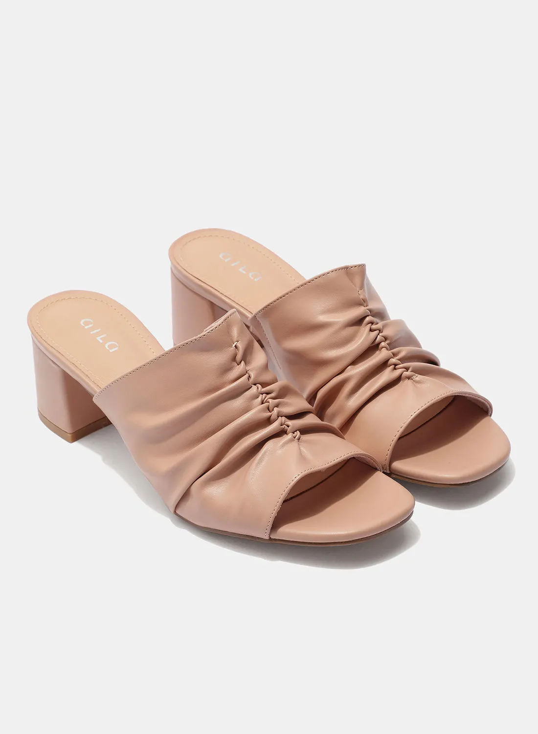 Aila Open Toe Heeled Sandals Nude Pink