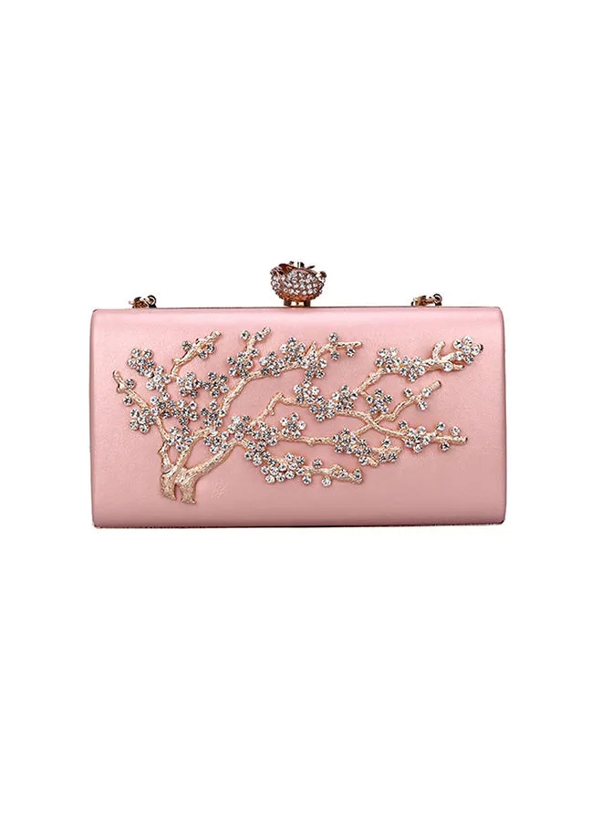 Generic Rhinestones Tree Decor Fashion Lady Bag Pink