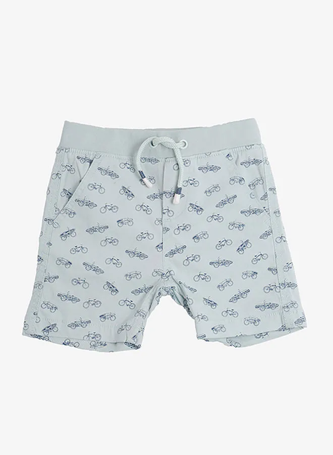 R&B All Over Printed Shorts With Pocket Detail And Drawstring Blue